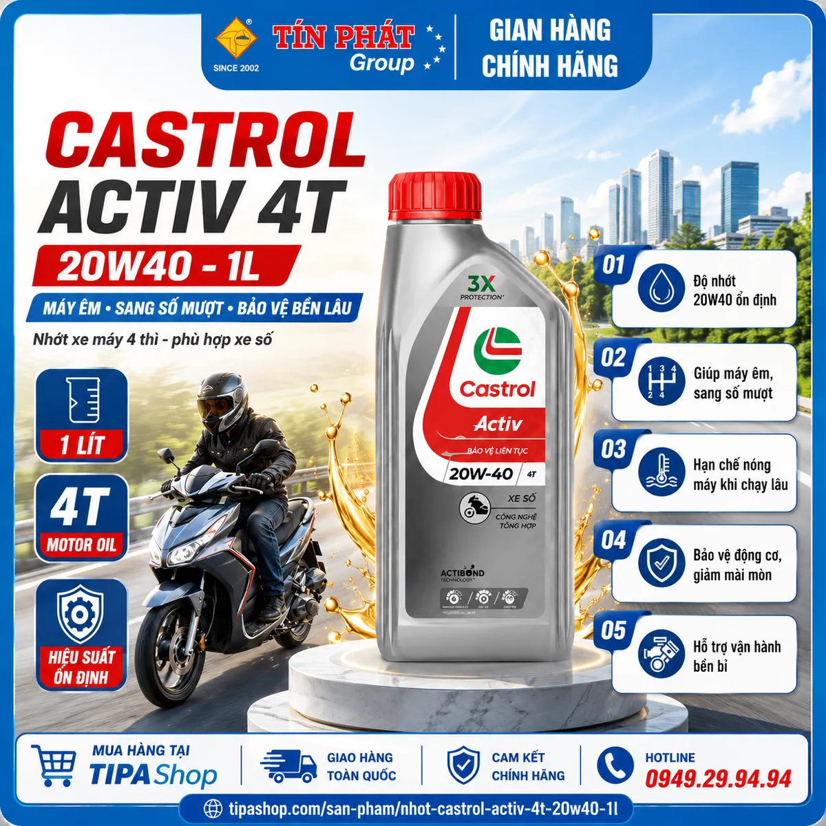 Nhớt Castrol  ACTIV 4T 20W40 (1L)